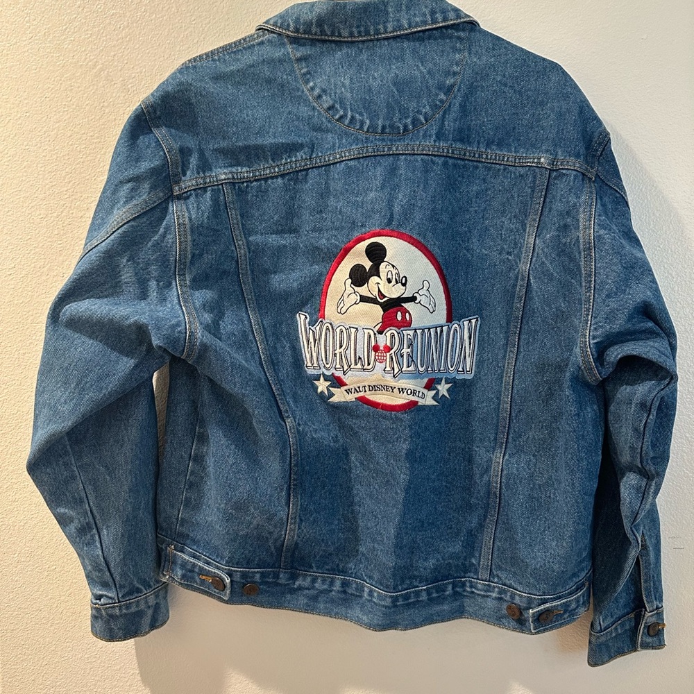 MICKEY MOUSE 1996 Vintage World Reunion Disney World Blue Denim Jacket Small